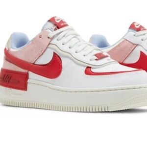 Nike Air Force 1 Shadow Red and White Sneakers